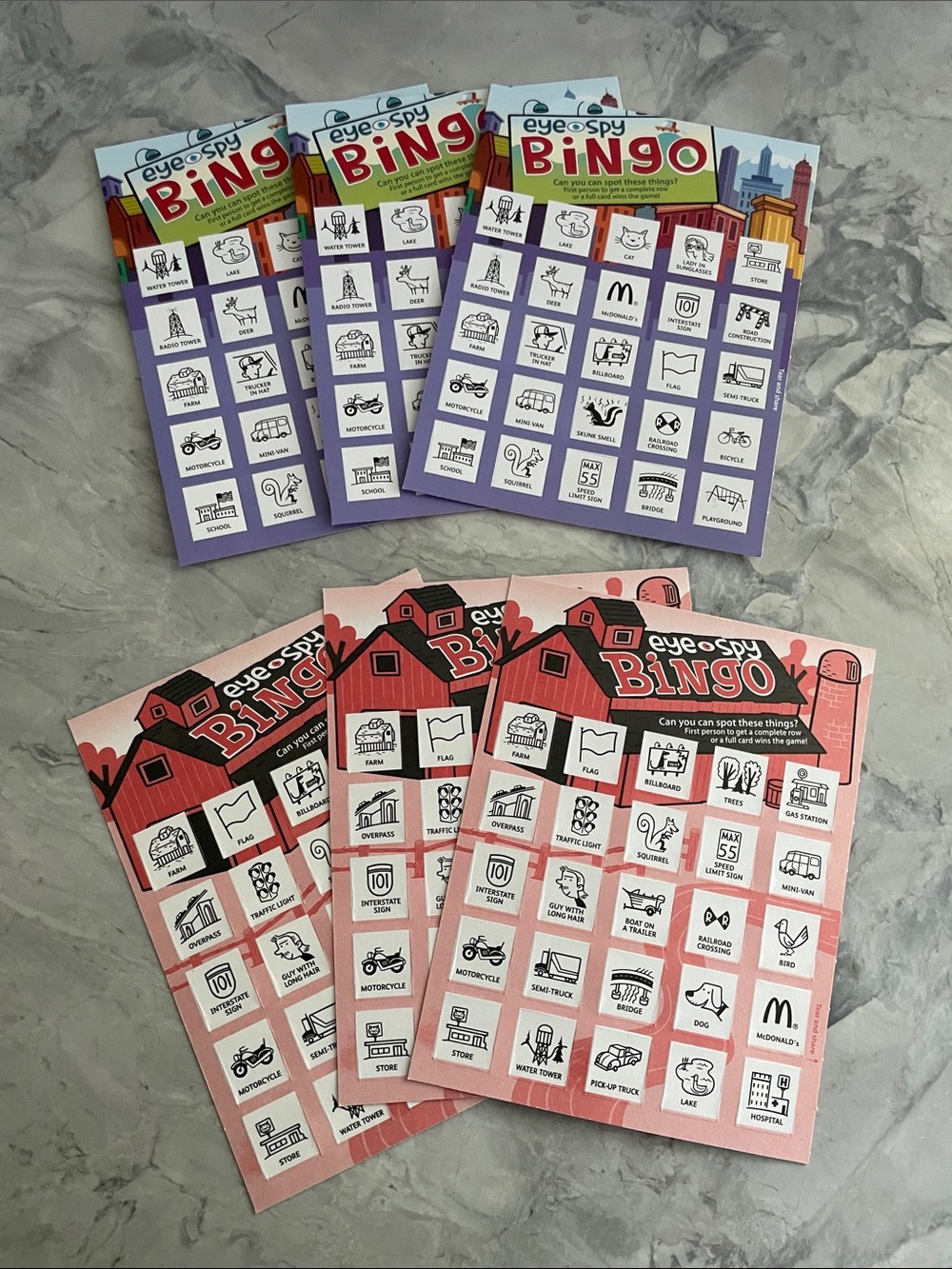 McDonald’s Set of 6 Eye Spy Bingo Sheets